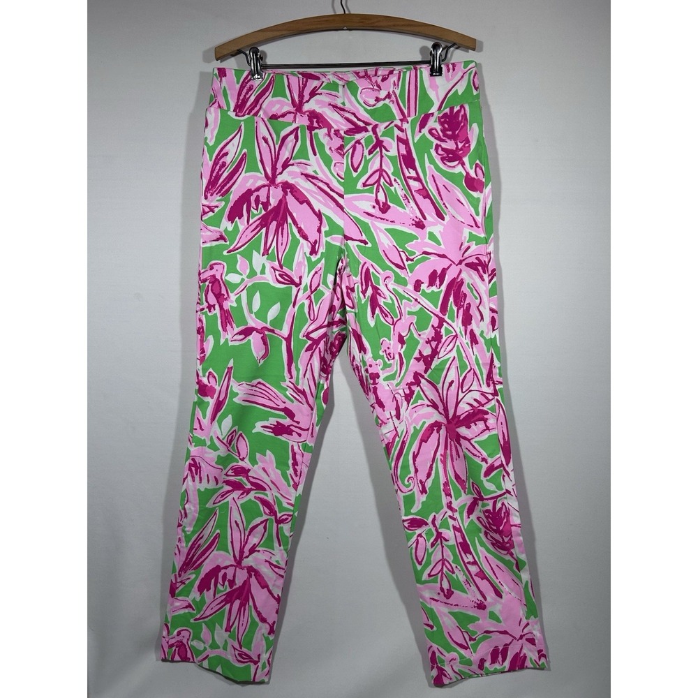 Green & Pink Floral Slim Leg Pants